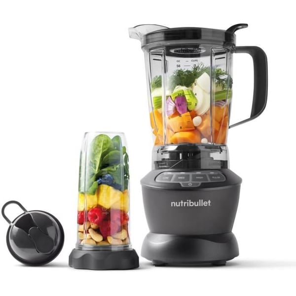 Blender - NUTRIBULLET - NBF500DG - 1200 Watt - 1,65L Kande - 2 kopper og 2 rejselåg medfølger - Sort - BPA-fri Blender - NUTRIBULLET - NBF500DG - 1200 Watt - 1,65L Kande - 2 kopper og 2 rejselåg medfølger - Sort - BPA-fri