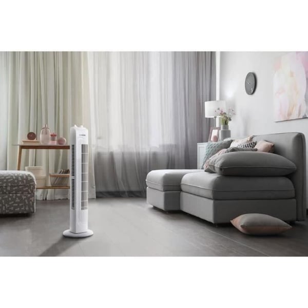 OCEANIC tårnventilator - 40W - Højde 78 cm - 3 hastigheder - Oscillerende - Timer - Hvid