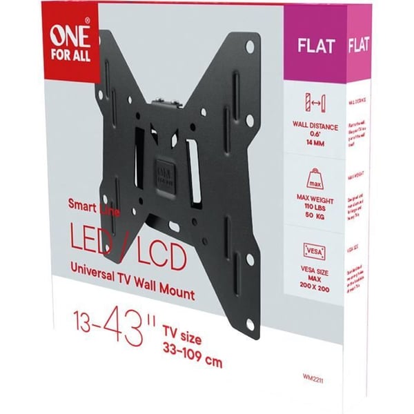 ONE FOR ALL WM2211 Väggfäste för TV från 33 till 109 cm (13-43) - Maxvikt: 50 kg - Fast - 10 års garanti