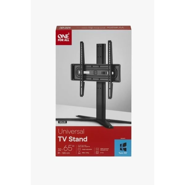 ONE FOR ALL - 32-65 Solid Range TV-stativ - 15° lutning och 90° roterbar - Kompatibel med 32-65''/81-165cm skärmar