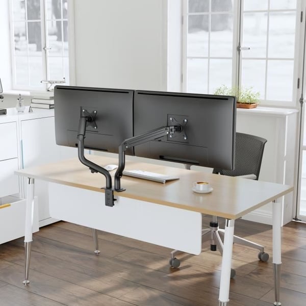 Dobbelt leddelt arm - OPLITE - MT10 - Sort - Ergonomisk - Justerbar - VESA-kompatibel