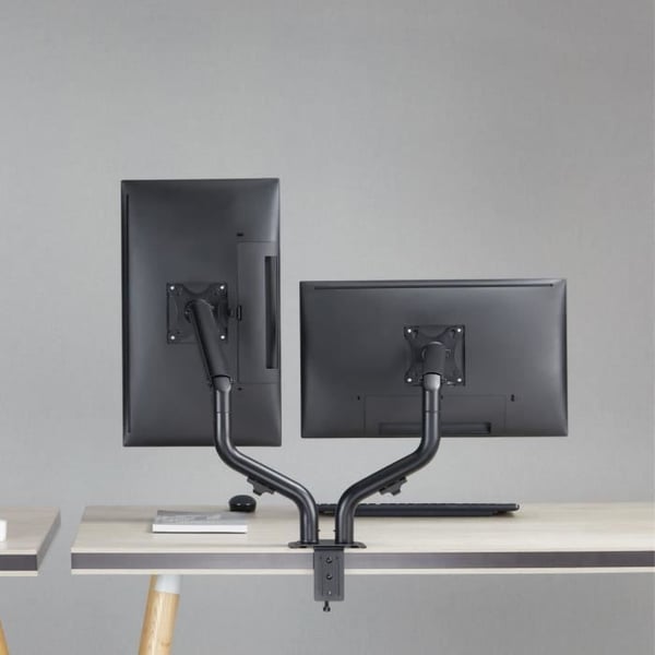 Dobbelt leddelt arm - OPLITE - MT10 - Sort - Ergonomisk - Justerbar - VESA-kompatibel