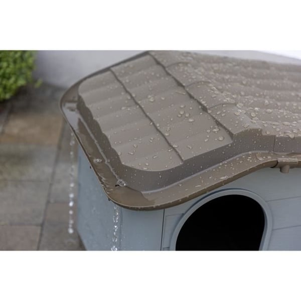 KERBL - Katthus för utomhusbruk - 60 x 51 x 41 cm - Grå och brun - Plast