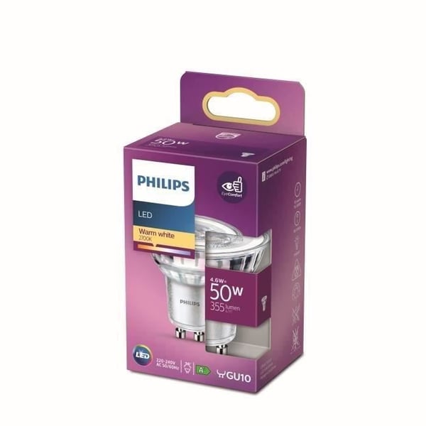 Philips LED-pære tilsvarende 50W GU10 varm hvid, ikke dæmpbar
