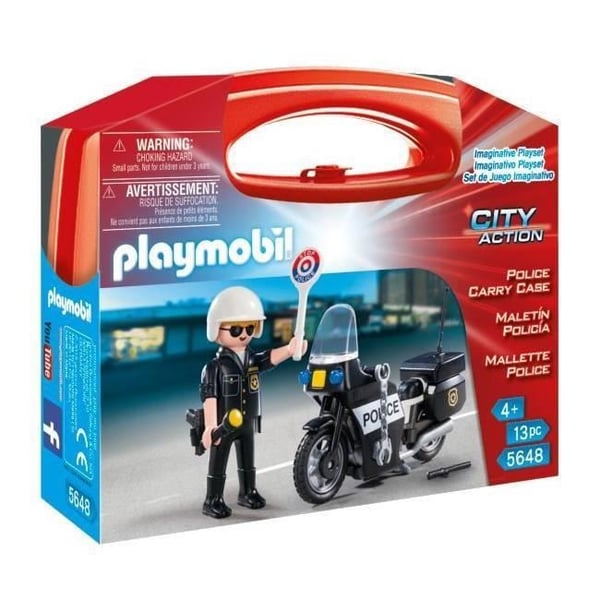 PLAYMOBIL - Politibikerkuffert - Dreng - 13 dele - Fra 4 år