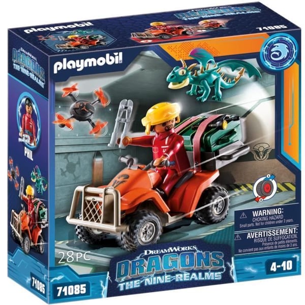 PLAYMOBIL 71085 Dragons Quad & Phil. Dragons De Ni Kongeriger. 28 dele. Fra 4 år.