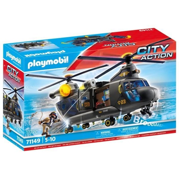 PLAYMOBIL 71149 Specialstyrketransporthelikopter. Politi. CityAction. Eliteenhed. 117 dele. Fra 5 år.