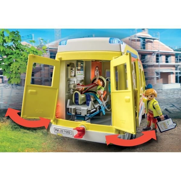 PLAYMOBIL 71202 Ambulanssi valo- ja äänitehosteilla. City Action Rescuers
