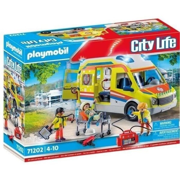 PLAYMOBIL 71202 Ambulance med lys- og lydeffekter. City Action Redningsfolk