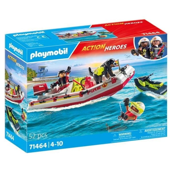 PLAYMOBIL 71464 Brandbåd og Jetski - Action Hereos - Brandmænd - Fra 4 år