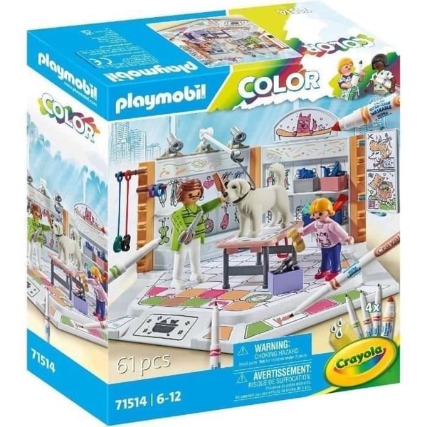 PLAYMOBIL Color 71514 Trimmersalon. Crayola farveblyanter til at tegne på figurer. 61 dele. Fra 5 år