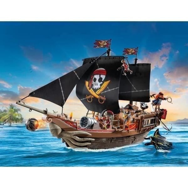 PLAYMOBIL 71530 Piratskib. 137 dele inklusive 3 figurer og 4 dyr. Pirater. Kreativ rolleleg. Fra 4 år