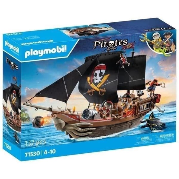 PLAYMOBIL 71530 Piratskib. 137 dele inklusive 3 figurer og 4 dyr. Pirater. Kreativ rolleleg. Fra 4 år