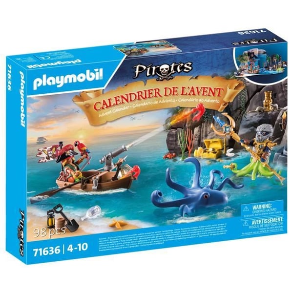 PLAYMOBIL 71636 Pirat Adventskalender. 24 overraskelser. 98 dele. Fra 4 år