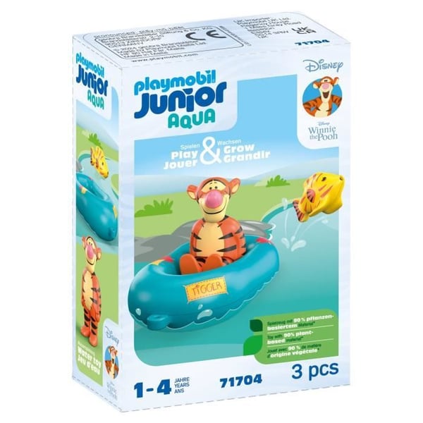PLAYMOBIL Junior 71704 Tigerdyret med Kano. Flyder i Vand. Badelegetøj. Junior & Disney. Fra 12 Måneder