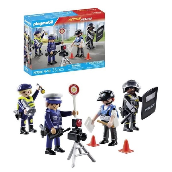 PLAYMOBIL 71730 Politijobs Sæt 4 Politibetjente. Actionhelte. Politibetjente. 35 dele. Fra 4 år