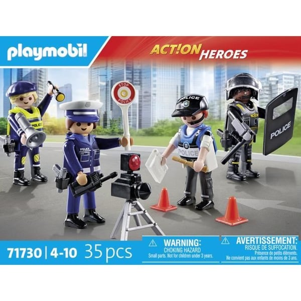PLAYMOBIL 71730 Politijobs Sæt 4 Politibetjente. Actionhelte. Politibetjente. 35 dele. Fra 4 år