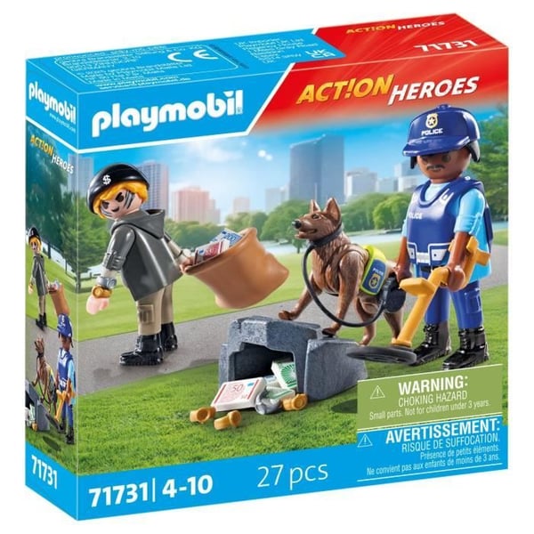 PLAYMOBIL 71731 Politihund og Tyv. Actionhelte. Politi. 27 dele. Fra 4 år