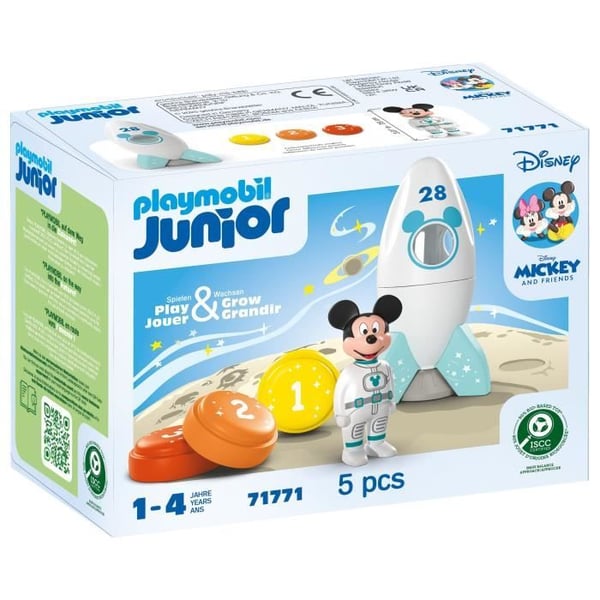 PLAYMOBIL Junior 71771 Mickey astronaut med sin raket, Disney, 5 dele, Fra 12 måneder