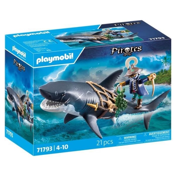 PLAYMOBIL 71793 Pirat og haj med leddelt kæbe. Pirater. 21 dele. Fra 4 år