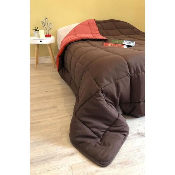 CALGARY Varm Mikrofiber Dynebetræk 400g/m² Chokolade & Koral 140x200cm