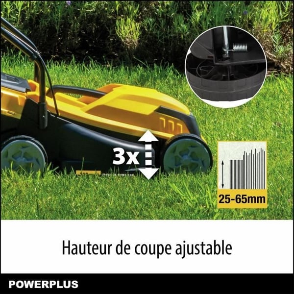 Elgräsklippare - POWERPLUS - POWEG62203 - 1000 W - 320 mm Ø - Med uppsamling och bakutkast