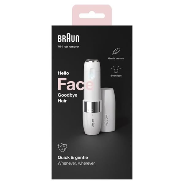 Braun Face Mini FS1000 elektrisk rakapparat för kvinnor - smart ljusfunktion - vit