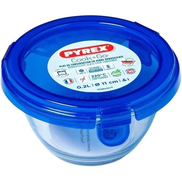 Rund låda med lock - PYREX - 1451032 - 11 cm - 200 ml - Cook & Go - Borosilikatglasbas