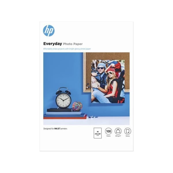 HP glättat fotopapper för vardagsbruk – 100 ark/A4/210 x 297 mm – mångsidigt 200 g/m²