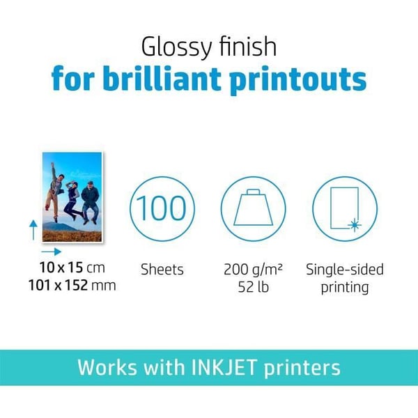 HP glättat fotopapper för vardagsbruk – 100 ark/A4/210 x 297 mm – mångsidigt 200 g/m²