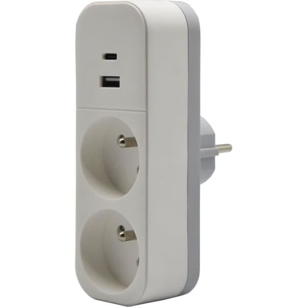 Biplite - QUARX - 2P 16A - Med USB-A og USB-C. NF-kompatibel