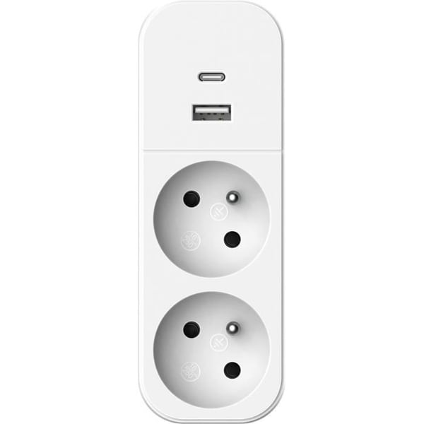 Biplite - QUARX - 2P 16A - Med USB-A og USB-C. NF-kompatibel