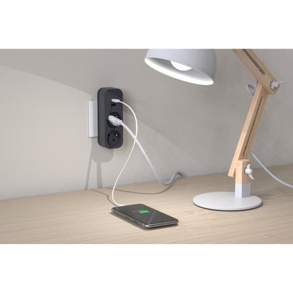 Biplite - QUARX - 2P 16A - USB-A- ja USB-C-liitännällä. NF-yhteensopiva