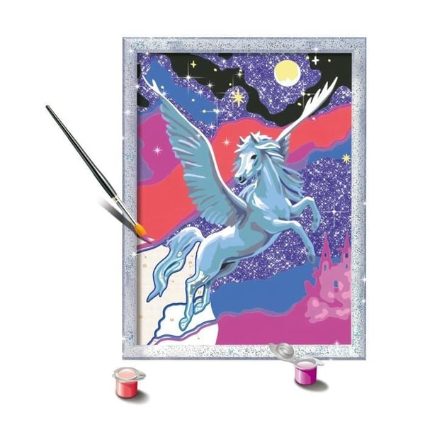 CreArt Kids 18x24cm Funklende Pegasus. Mal efter tal-sæt. Kunstnumre. Alder 7+. 25830. Ravensburger