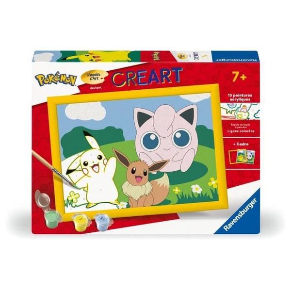 CreArt Kids 18x24cm Pokémon. Mal efter tal-sæt. ArtNumber. Alder 7+. 25839. Ravensburger