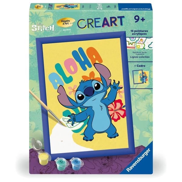 CreArt Kids 18x24cm Stitch. Mal efter tal-sæt. ArtNumber. Alder 7+. 25844. Ravensburger