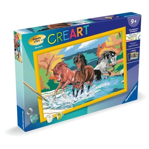 CreArt Kids 31x21cm Hestehjord. Mal efter tal-sæt. ArtNumber. Alder 9+. 25846. Ravensburger