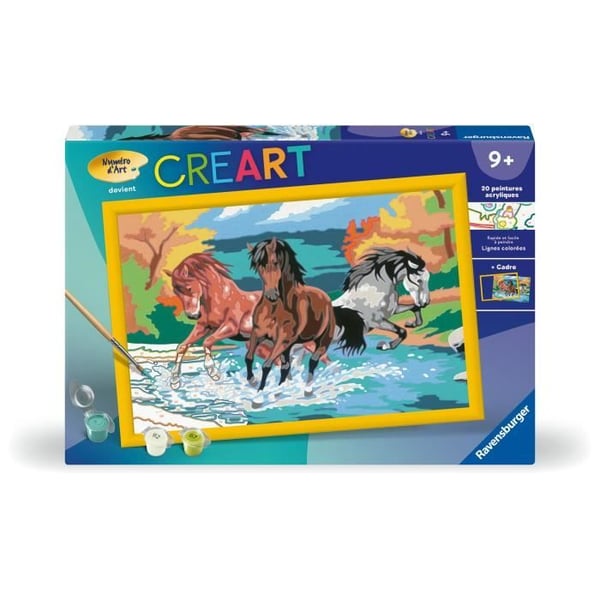CreArt Kids 31x21cm Hestehjord. Mal efter tal-sæt. ArtNumber. Alder 9+. 25846. Ravensburger