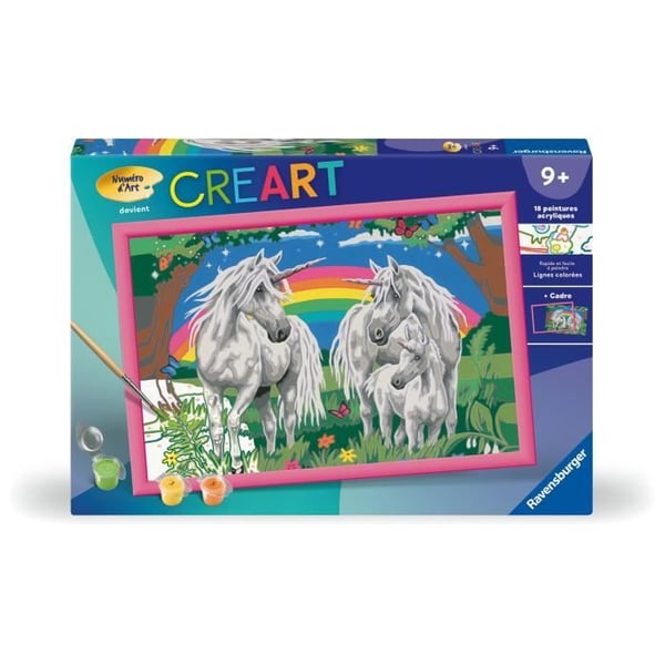 CreArt Kids 31x21cm Enhörningsland. Målarset efter nummer. ArtNumber. Ålder 9+. 25849. Ravensburger