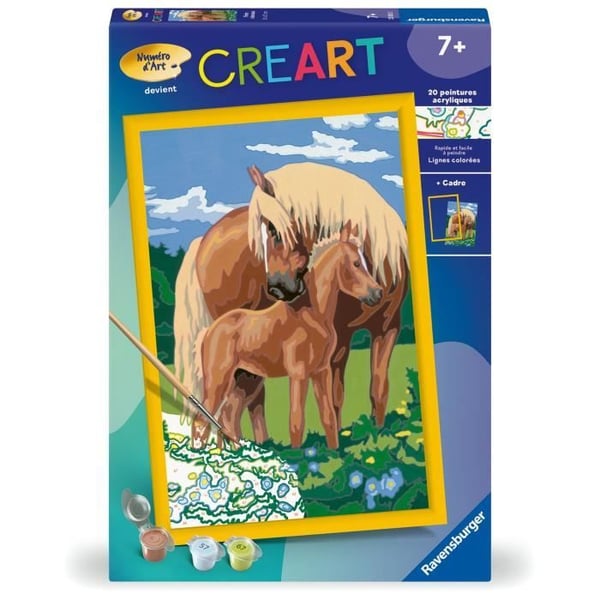 CreArt Kids 31x21cm Stolte Heste. Mal efter Tal Sæt. ArtNumber. Alder 7+. 25850. Ravensburger