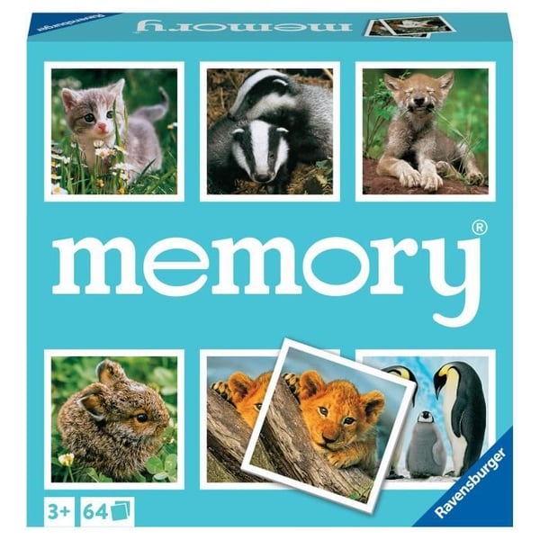 Pari- ja muistipeli - Suuri muisti - Pienet eläimet - Ravensburger - 64 korttia