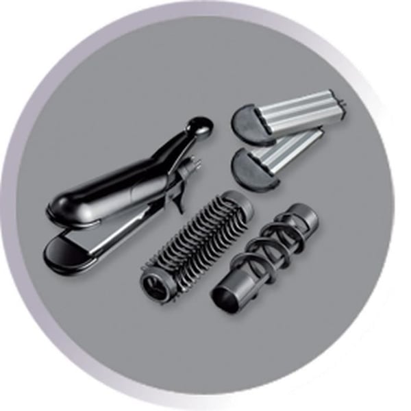 5-i-1 multistyler - Remington S8670 Glat. Krølle. Bølge. Spiral. Krympe - 4 udskiftelige tilbehør. Hårspænder. Etui