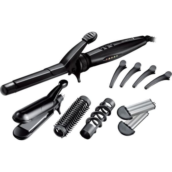 5-i-1 multistyler - Remington S8670 Glat. Krølle. Bølge. Spiral. Krympe - 4 udskiftelige tilbehør. Hårspænder. Etui
