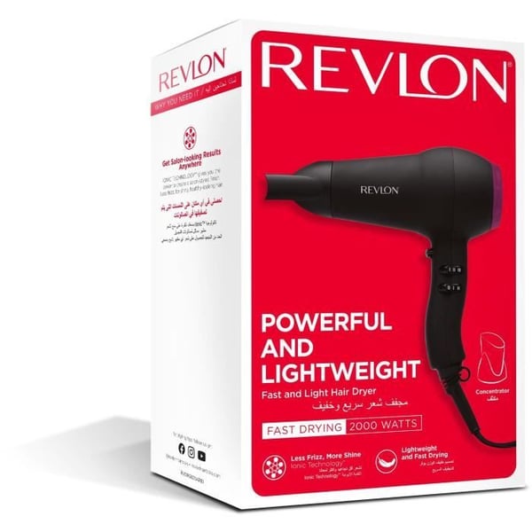 REVLON RVDR5823E3 Hårtørrer - 2000W - 3 varmeindstillinger - 2 hastighedsindstillinger