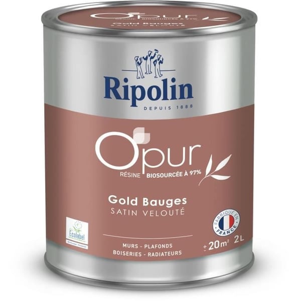 O'pur seinät puutyöpatterit kultaiset bauges samettinen satiini - RIPOLIN - 2 L