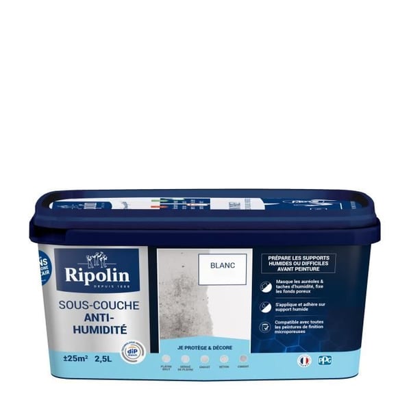 Ripolin 2,5L matt vit fuktskyddande grundfärg
