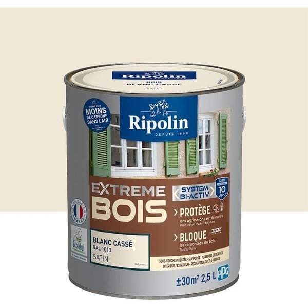 Extrem träfärg - Off-white RAL 1013 satin - RIPOLIN - 2,5 L