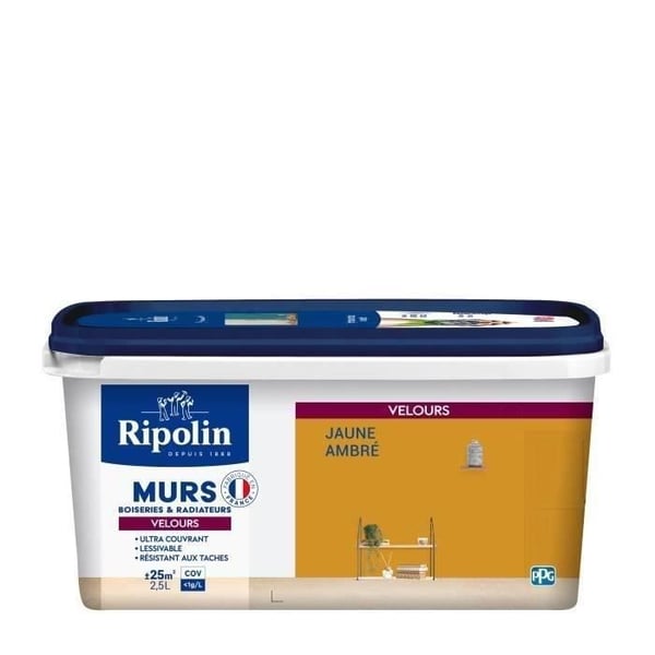 RIPOLIN Velvet Color Färg för Väggar. Träslöjd. Radiatorer - Bärnstensgul