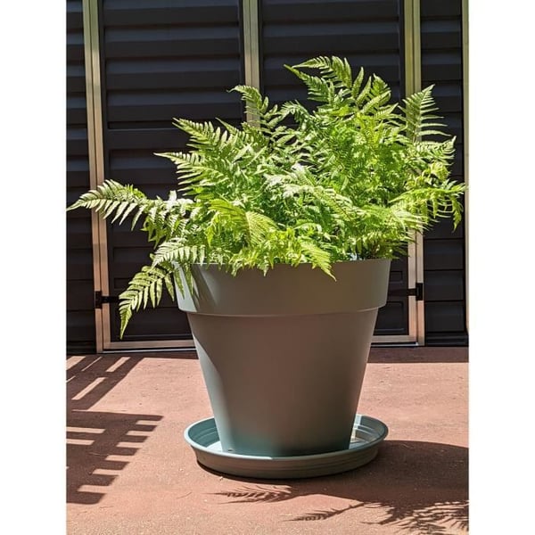 RIVIERA SOLEILLA rund blomsterkasse - Plastik - Diameter 60 cm Lergrøn