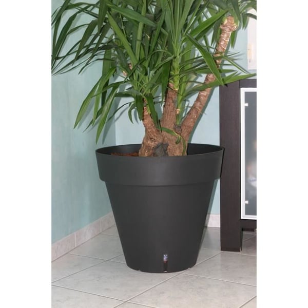 RIVIERA LOFT pyöreä kukkalaatikko - Muovi - Halkaisija 30 cm - Harmaa